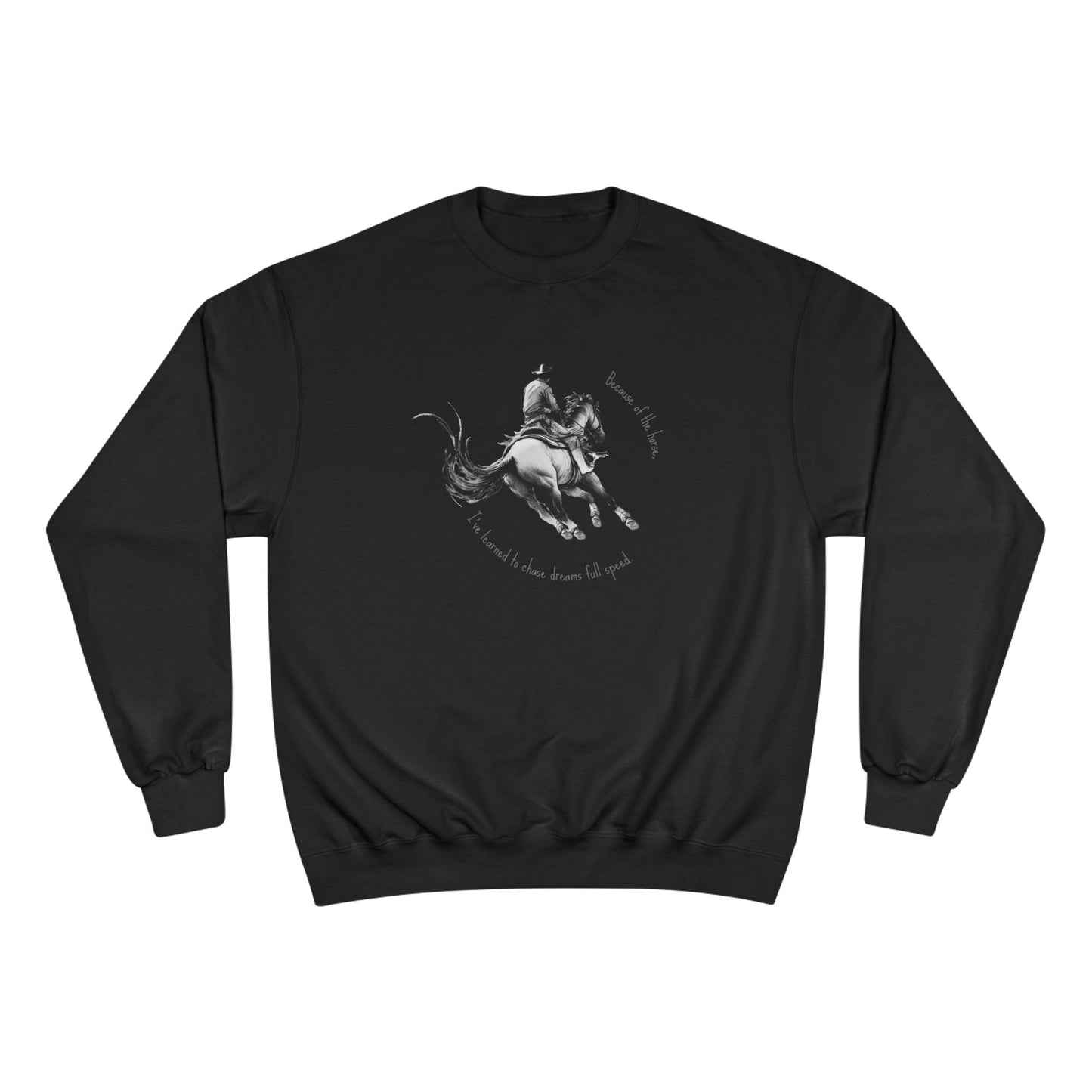 "Chase dreams full speed." - Champion Sweatshirt