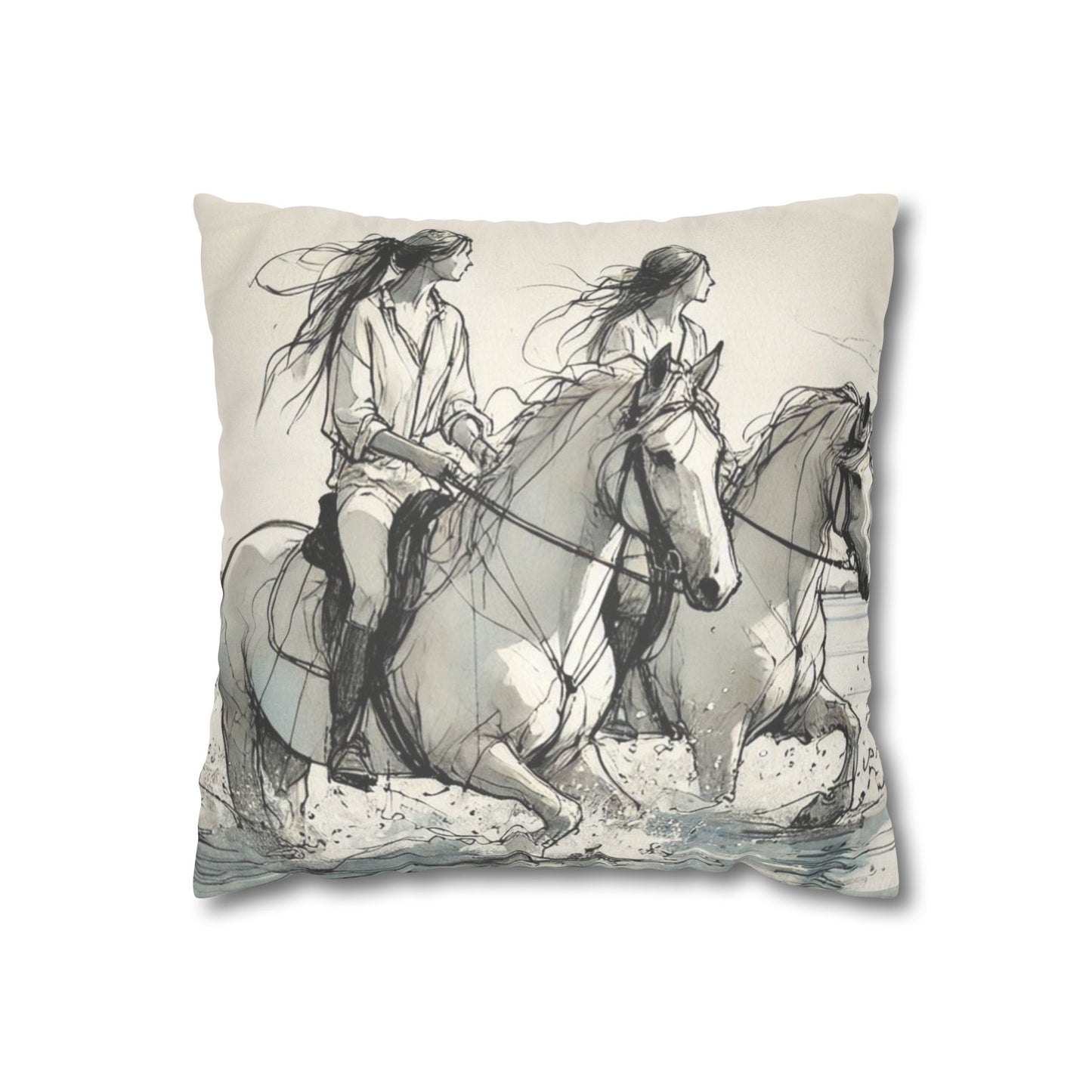 'Adventures' Faux Suede Square Pillowcase