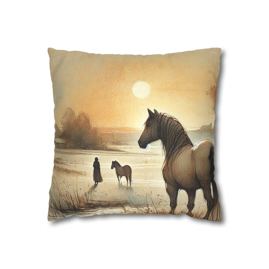 'Same Path' Faux Suede Square Pillowcase