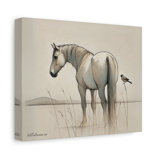 'Horse and bird' Canvas Wall Art