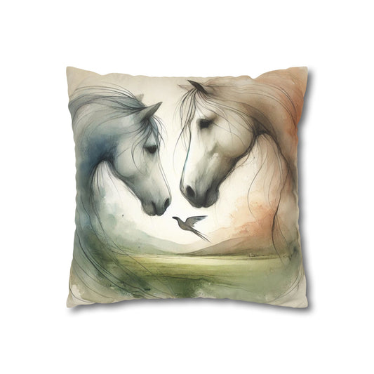 'Heart to heart' Faux Suede Square Pillowcase