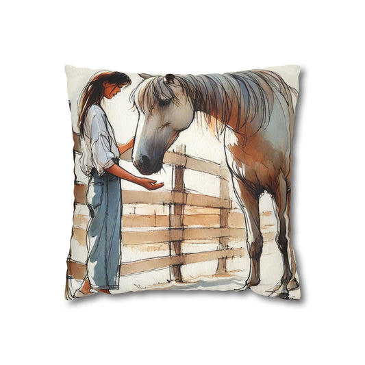 'Friendship' Faux Suede Square Pillowcase