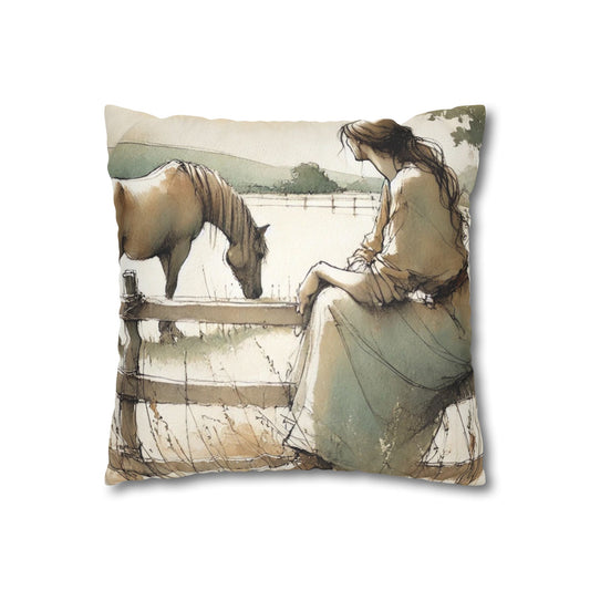 'My horse' Faux Suede Square Pillowcase